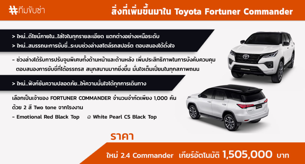 สิ่งที่เพิ่มขึ้นมาใน Toyota Fortuner Commander